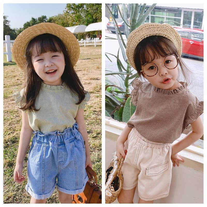 ins　夏新作　ノースリーブ　シャツ　女の子　カジュアル　トップス キッズ服　可愛い ブラウス　２色
