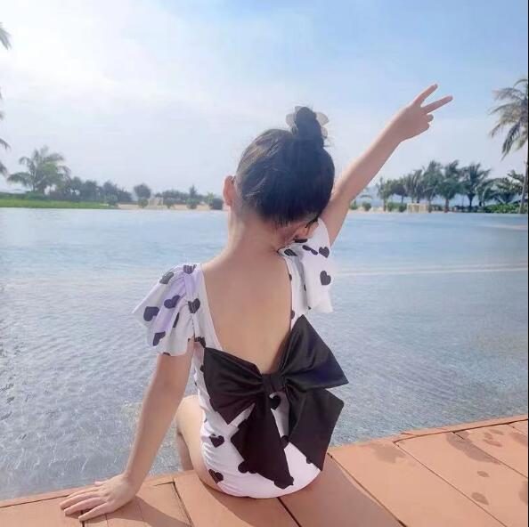 水着　子供服　水着　キッズ　ハート　女の子 ビーチ　練習用　温泉　可愛い　リボン