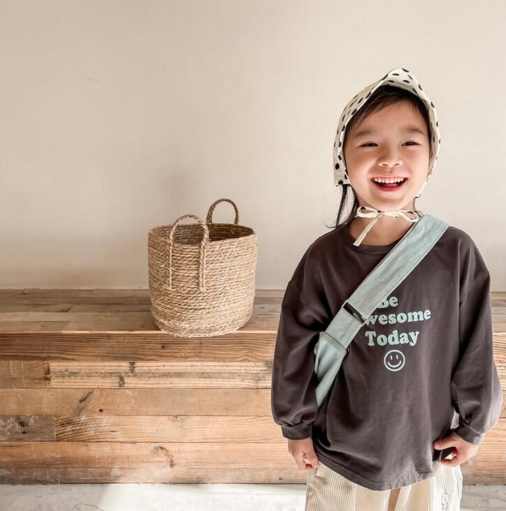 Tシャツ　子供服　キッズ　ゆったり　キッズ服　80-130　笑顔　トップス　カジュアル　可愛い