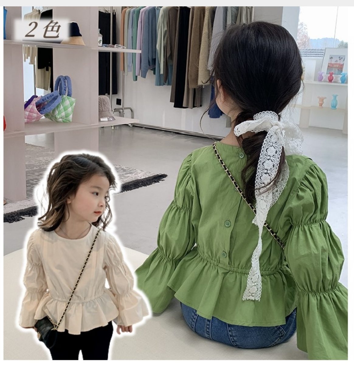 秋新作 女の子 ブラウス 子供服 無地 シャツ 長袖 おしゃれ 可愛い 春秋 トップス