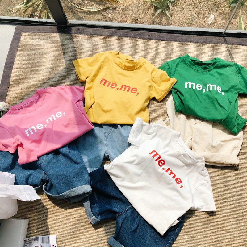 ins　夏新作　子供服　半袖Tシャツ　柔らかい　カジュアル　トップス　可愛い　英字　プリント　Tシャツ