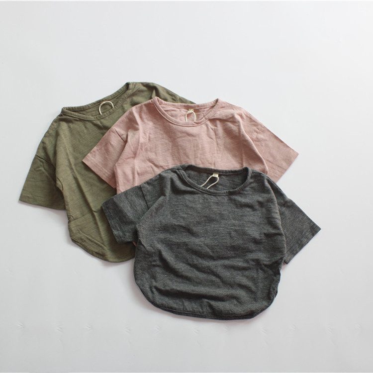 insスタイル　夏新作　子供服　クルーネック　半袖　Tシャツ　カジュアル　シンプル　トップス　柔らか