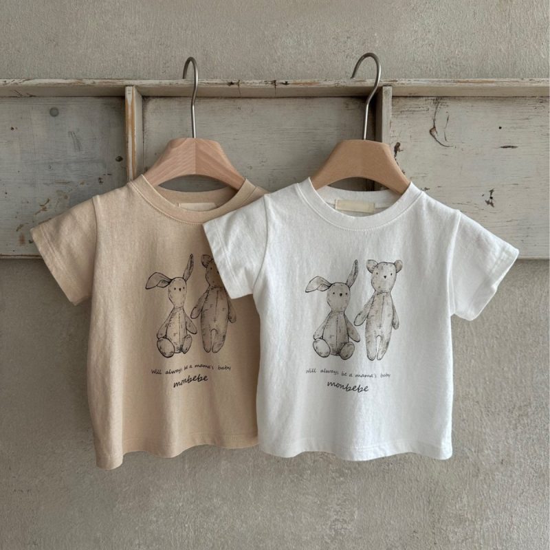 ins 夏新作　子供服　クルーネック　半袖Tシャツ　ウサギ柄　カジュアル　男女兼用　トップス　柔らか
