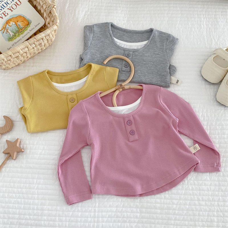 ins 秋新作　子供服　女の子　ローネック　長袖Tシャツ　カジュアル　トップス　インナーシャツ　柔らかい