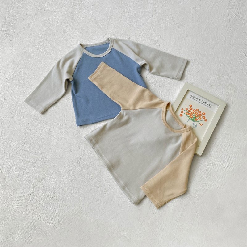 ins 秋新作 子供服 ラグラン袖 Tシャツ カジュアル トップス インナーシャツ 柔らかい 男の子