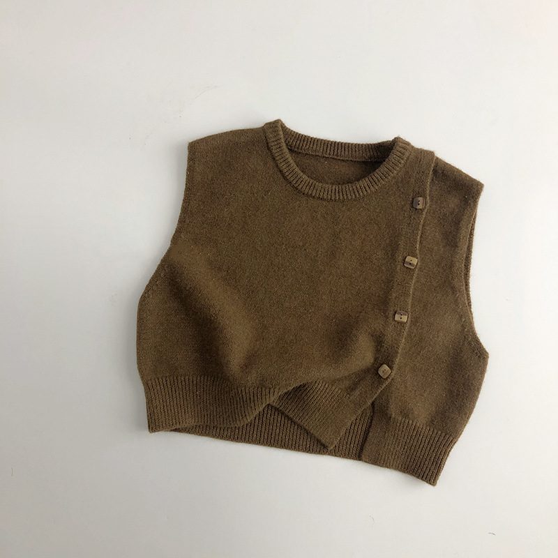 ins 秋新作　子供服　ニット　サイドオープン　ベスト　男女兼用　トップス　柔らかい　チョッキ　ジレ
