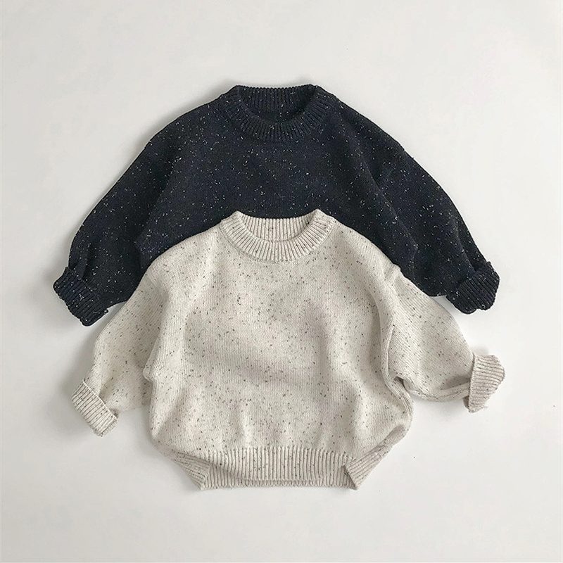 ins 秋新作　子供服　レトロ　丸襟　セーター　可愛い　ドット柄　ジャカード　ニット　トップス　男女兼用