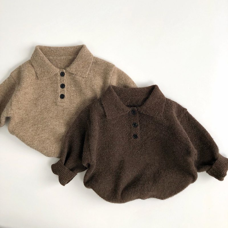 ins 秋冬新作　子供服　レトロ　セーター　可愛い　柔らか　無地　カジュアル　男女兼用　ニット　トップス