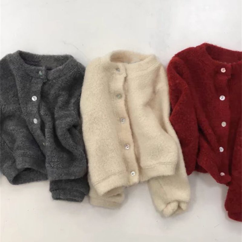 ins 秋新作 子供服 ふわふわ カーディガン ニット トップス 柔らか セーター 男女兼用 可愛い
