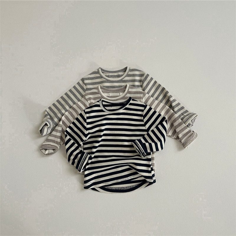 ins 秋新作　子供服　ユニセックス　長袖　Tシャツ　カジュアル　ニット　トップス　ストライプ柄　春　秋
