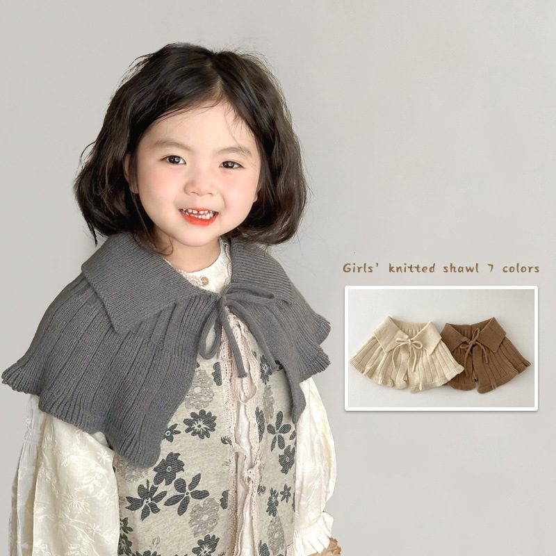 ins 秋冬　ins　ニット付け襟　キッズ服　スカーフ　ニットジレ　女の子　可愛い　レイヤード　森ガール