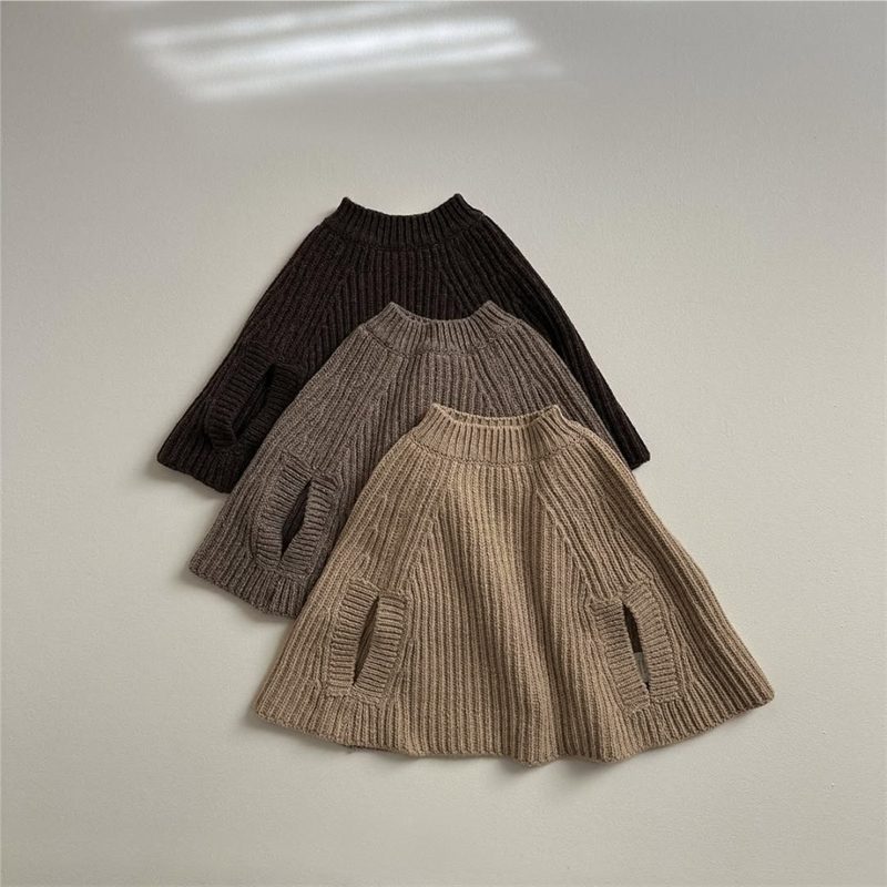 ins 秋冬新作 子供服 新生児 ニット マント 可愛い おしゃれ セーター トップス あったか 重ね着