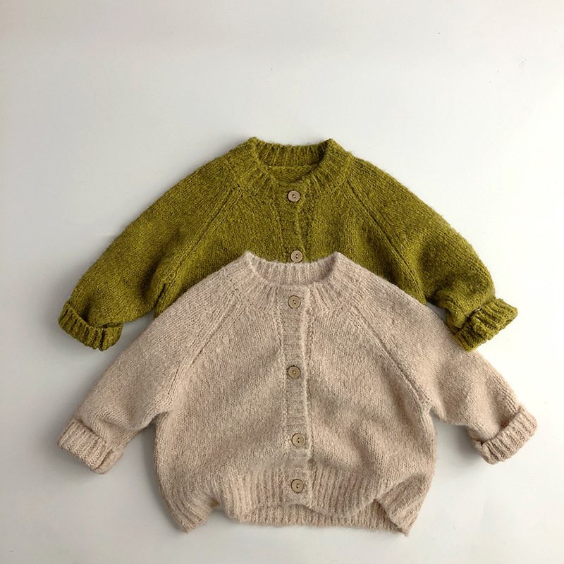 ins 秋冬新作　子供服　厚手　モヘア　カーディガン　トップス　ユニセックス　可愛い　セーター　2色