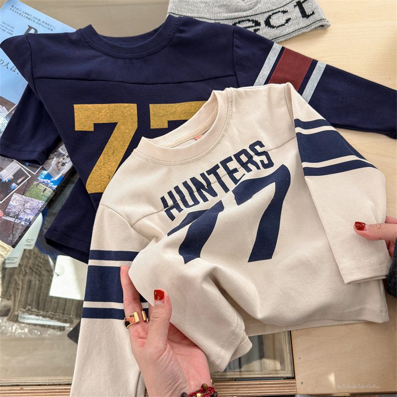 ins 秋新作　子供服　キッズ　英字　プリント　長袖　Tシャツ　カジュアル　トップス　可愛い　おしゃれ