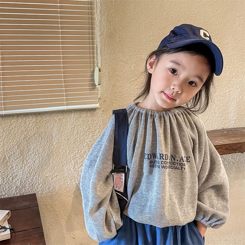 ins 秋新作　子供服　キッズ　英字　プリント　長袖　Tシャツ　カジュアル　トップス　可愛い　おしゃれ