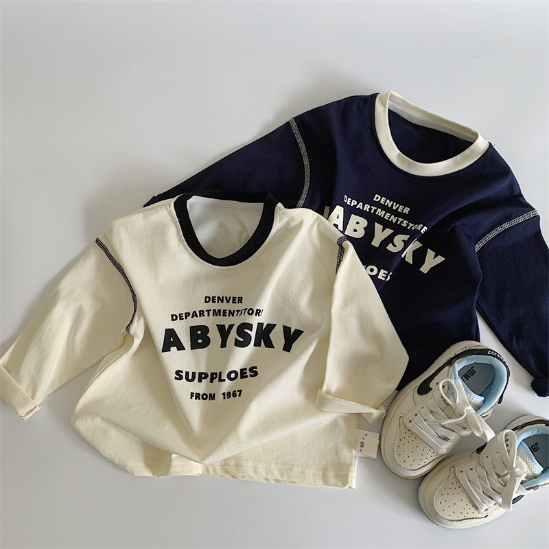 ins 秋新作　子供服　ユニセックス　長袖　英字　Tシャツ　キッズ　カジュアル　トップス　トレーナー