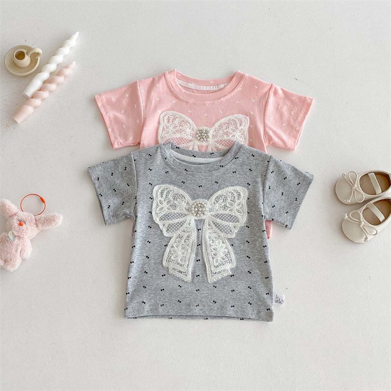 夏新作　子供服　女の子　リボ　半袖　Tシャツ　カジュアル　トップス　子供服　可愛い　おしゃれ
