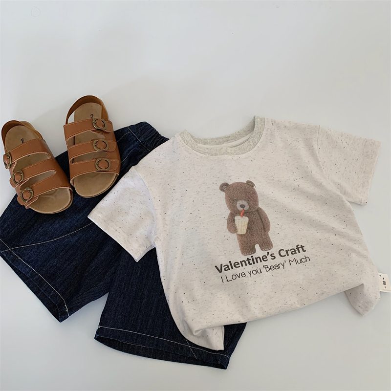 夏新作　子供服　男女兼用　半袖　クマ　Tシャツ　カジュアル　プリント　トップス　可愛い　おしゃれ