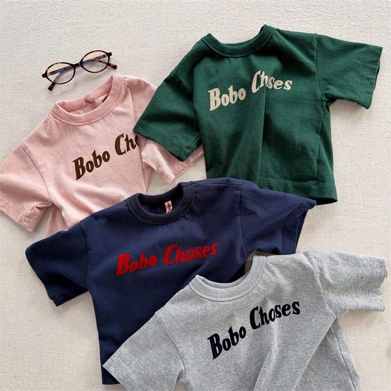 夏新作　子供服　男女兼用　半袖　英字　Tシャツ　カジュアル　トップス　可愛い　おしゃれ　4色