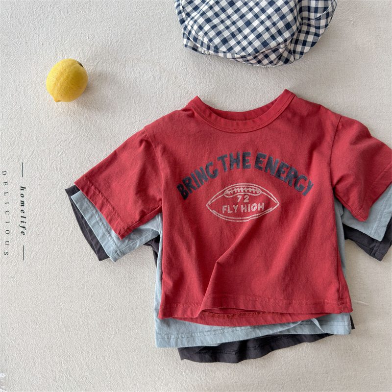 夏新作　子供服　男女兼用　キッズ　半袖　Tシャツ　カジュアル　トップス　可愛い　英字　おしゃれ