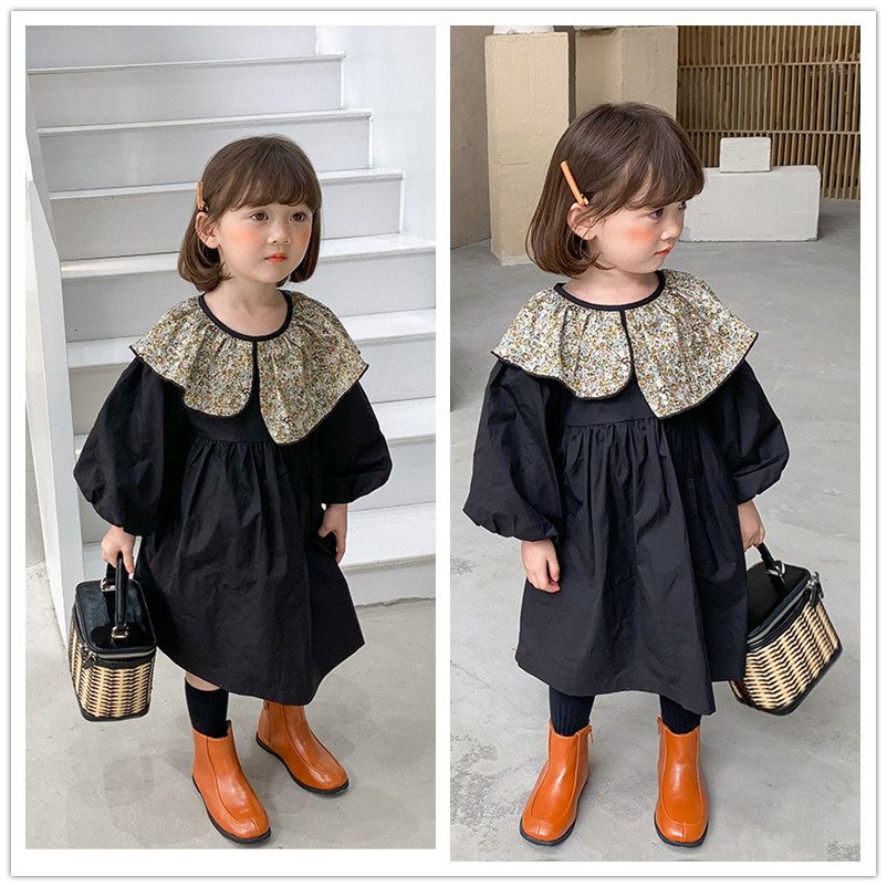新作 キッズ ワンピース 子供服 キッズファッション 3-8歳対応 長袖 フリル襟 女の子 韓国ファッション