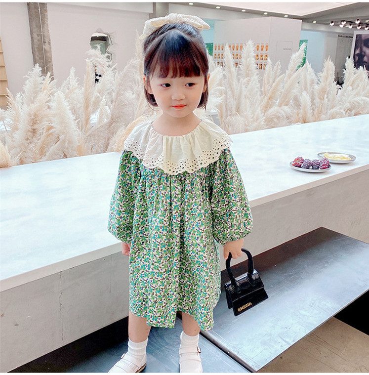 新作 花柄 キッズ ワンピース 子供服 3-8歳対応 襟付き 長袖 春服 可愛い 韓国ファッション