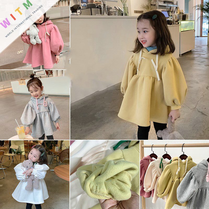 新作 韓国子供服 ワンピース 裏起毛 キッズ女の子 帽子付き お出かけ 可愛い