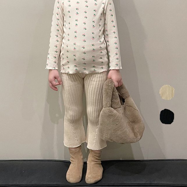 ins 秋冬新作　子供服　女の子　ストレッチ　パンタロン　ラッパズボン　ロングパンツ　ニット　ボトムス