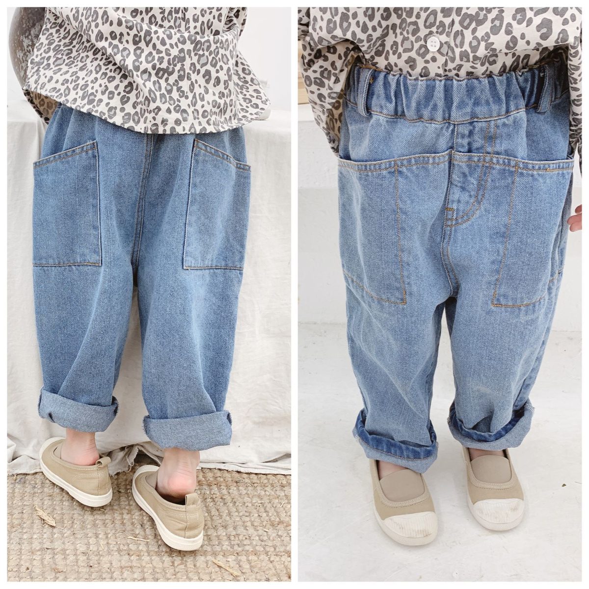ins 新作　春秋　子供服　デニムパンツ　ゆったり　ボトムス　カジュアル　ロングパンツ　お出かけ