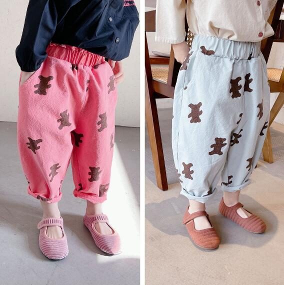 秋新作　子供パンツ　キッズ服　クマ柄　キッズズボン　男女兼用　ゆったり　カジュアル　可愛い