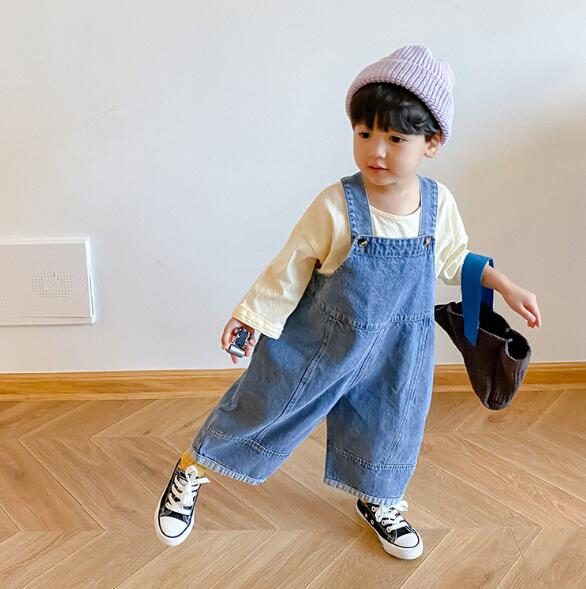 春夏　子供服　デニムサロペット　オーバーオール　キッズ服　ウオッシュド　サロペットパンツ