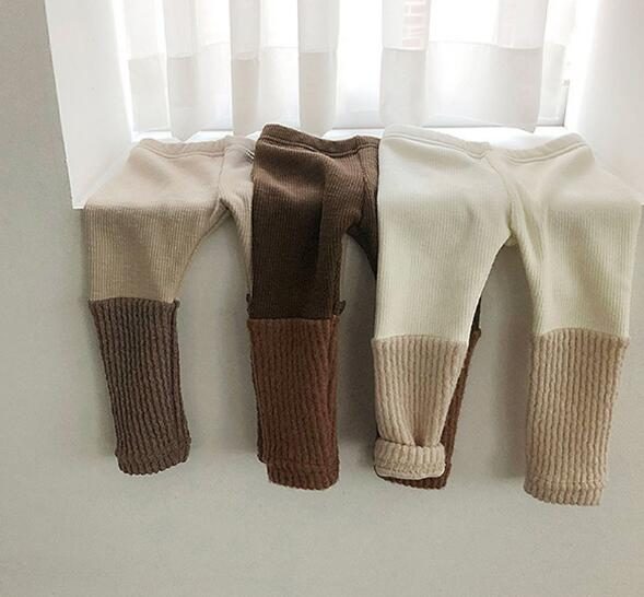 秋冬　子供　パンツ　リブニット　ズボン　子供服　キッズ　男女兼用　ベビー服　裏起毛　防寒　ボトムス