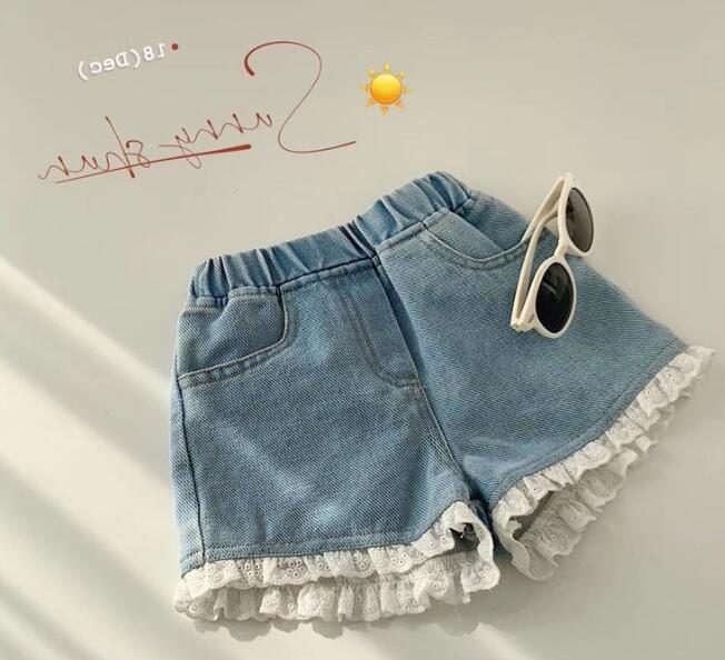 大人気　子供服　カジュアル　夏　キッズ短パン　レース　デニムパンツ　キッズ