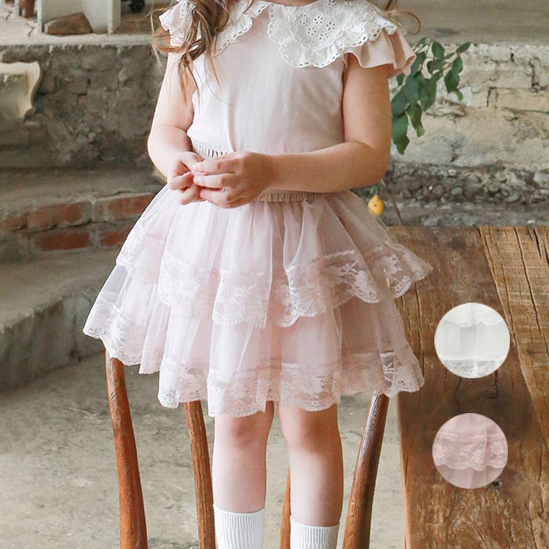 夏新作　ins大人気　女の子　チュールスカート　重ね着風　森ガール　子供服　可愛い　おしゃれ　ボトムス