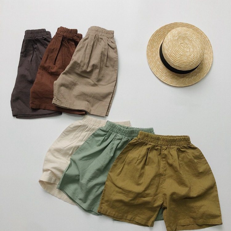 ins 夏新作　ins　子供服　カジュアル　リネン　ショートパンツ　無地　ボトムス　選べる6色　可愛い