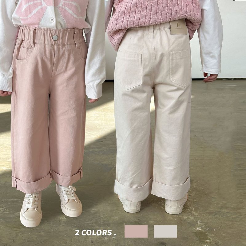 ins 秋新作　女の子　ハイウエスト　ワイドパンツ　ゆったり　子供服　カジュアル　ズボン　ボトムス　無地
