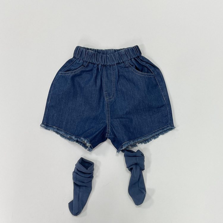 ins 秋新作　子供服　デニム　カットオフパンツ　ハーフパンツ　カジュアル　ボトムス　男女兼用　ジーンズ