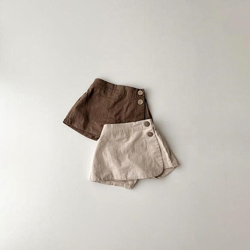 ins 夏新作　子供服　女の子　綿麻　ショートパンツ　無地　カジュアル　ボトムス　可愛い　おしゃれ