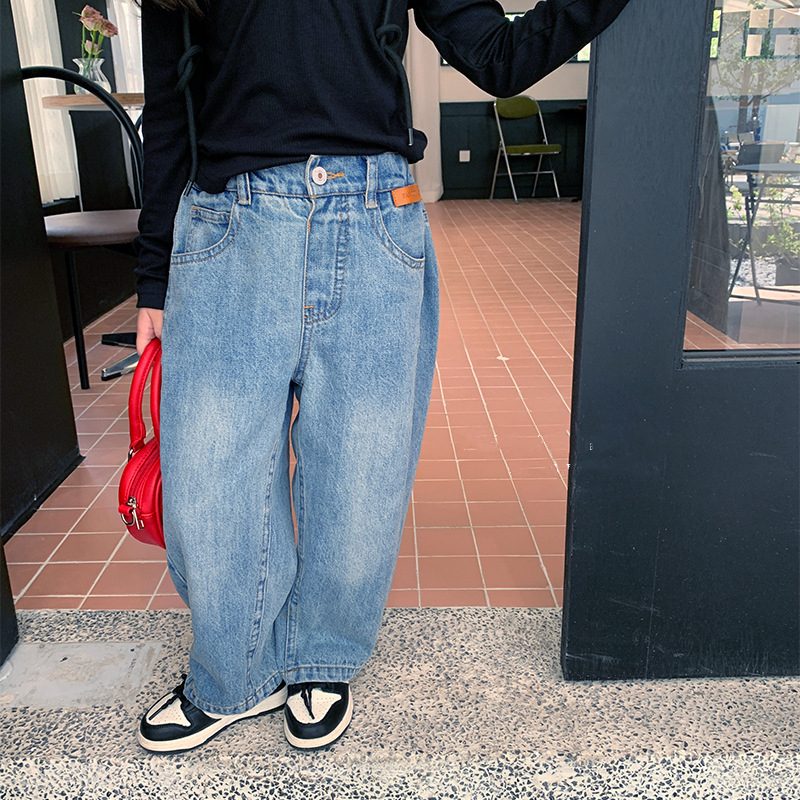 ins　春秋　子供服　男女兼用　デニムパンツ　カジュアル　ボトムス　レトロ　定番　ジーンズ　おしゃれ