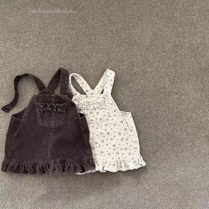 ins 秋新作 子供服 女の子 サスペンダー付き スカート コーデュロイ ジャンパースカート 可愛い