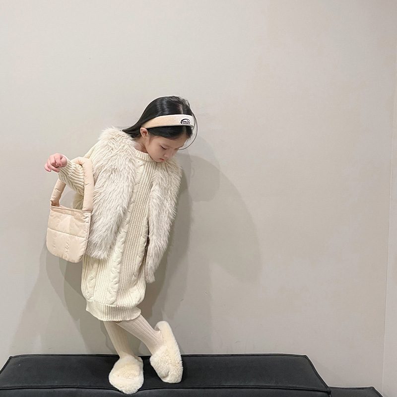 秋冬　キッズ服　女の子　ゆったり　ニットワンピース　可愛い　おしゃれ　ロング　ワンピース