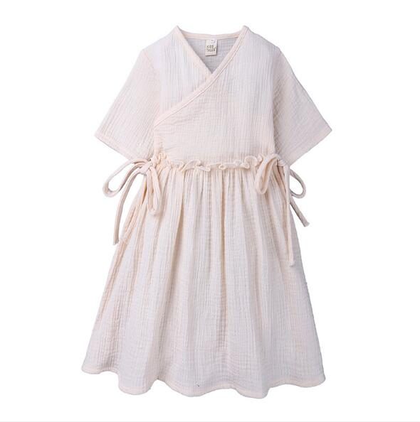 ins新作　春夏　キッズワンピース　女の子　綿麻　子供服　ファッション　カジュアル　半袖　ワンピース