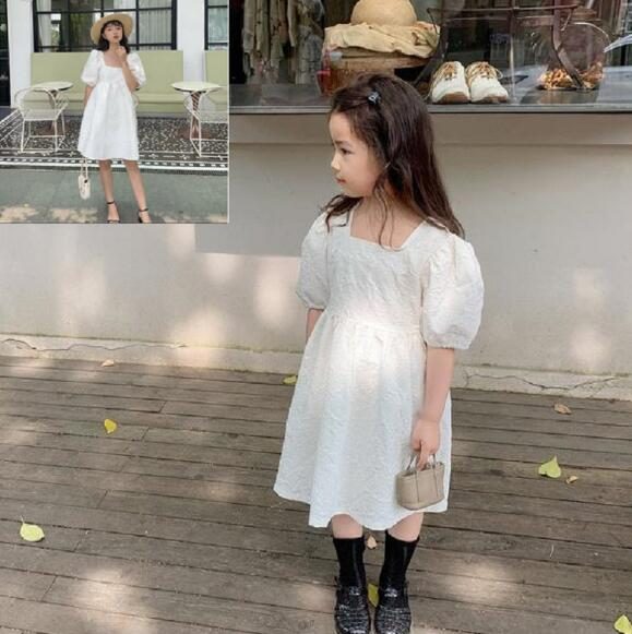 夏新作　半袖　暗花ワンピース　キッズ　親子服　可愛い　女の子　子供服　ファッション