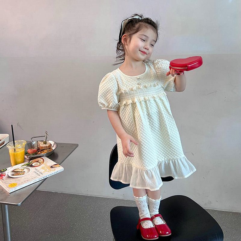 ins 夏新作 女の子 フリル ワンピース 子供服 可愛い 半袖ワンピース おしゃれ Aライン