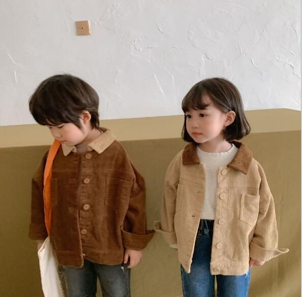 子供 コート 秋 コールテン 無地 普段着 男女兼用 トップス 可愛い カジュアル キッズ服