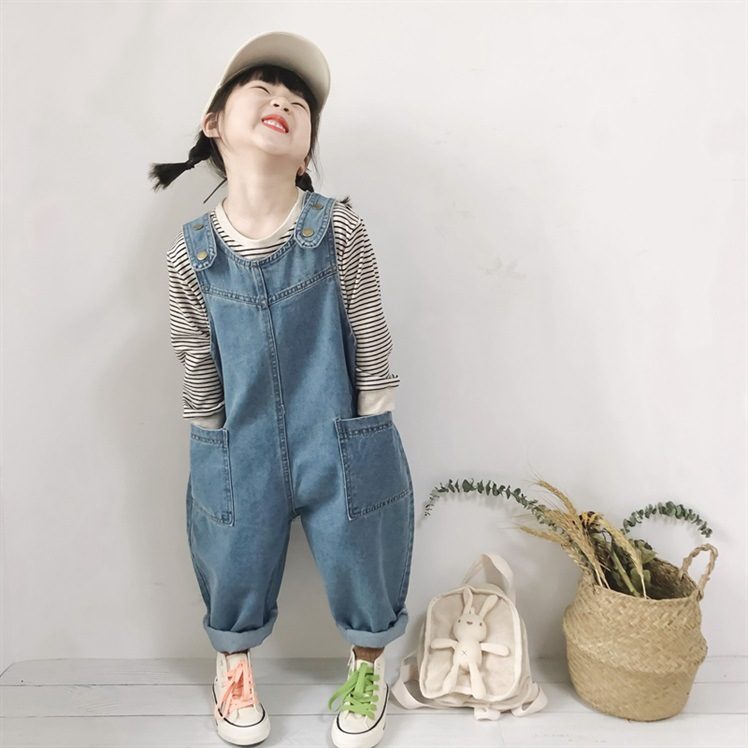 ins　春秋　サロペット　デニムパンツ　子供服　カジュアル　オーバーオール　可愛い　男の子　女の子