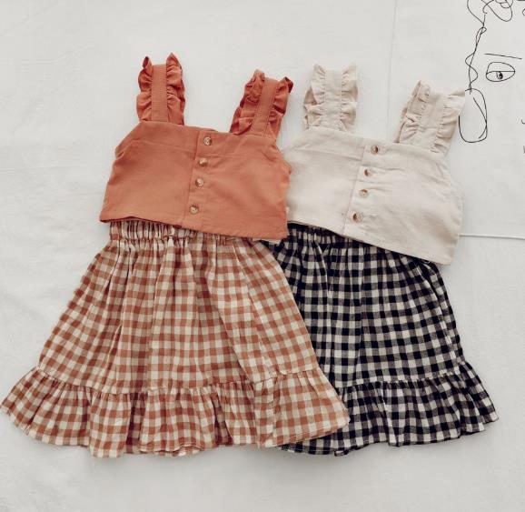 夏新作　2点セット　女の子　トップス　スカート　子供服　キッズ　キッズ服　可愛い　無地