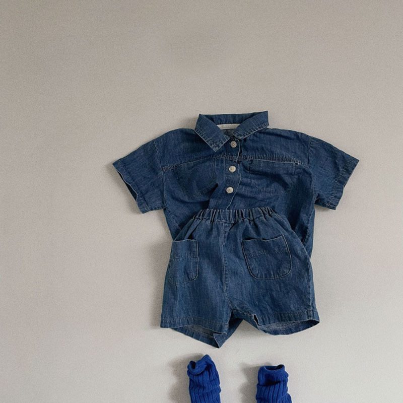 夏　新作　子供服　シャツ　パンツ　デニム　2点セット　セットアップ　キッズ服　可愛い