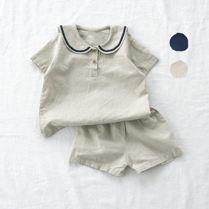 ins 夏新作　ins　ベビー服　セットアップ　半袖シャツ　ショートパンツ　子供服　無地　可愛い　2点セット