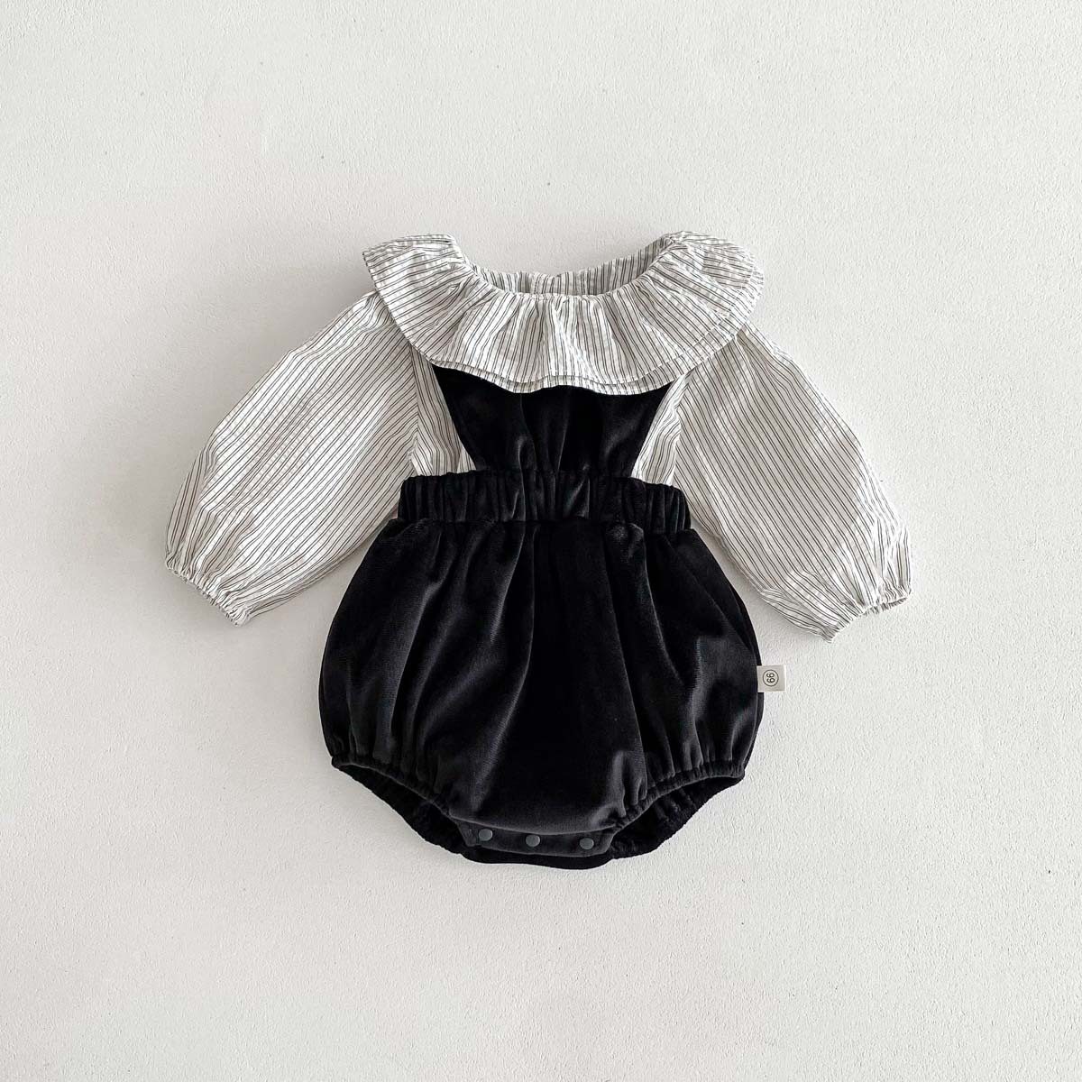 ins 秋新作　ベビー服　ストライプ　ロンパース　シャツ　2点セット　可愛い　おしゃれ　子供服　普段着